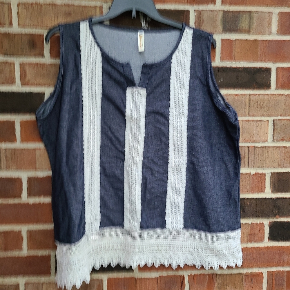 Shoreline Chambray Crochet Top